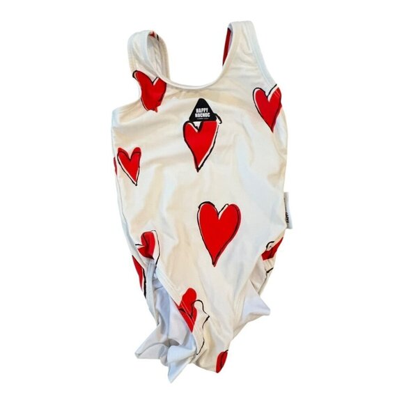Happy Nocnonc Girls UPF 50+ Gummy One-Piece Swimsuit Size 3 Heart Print - Picture 2 of 5